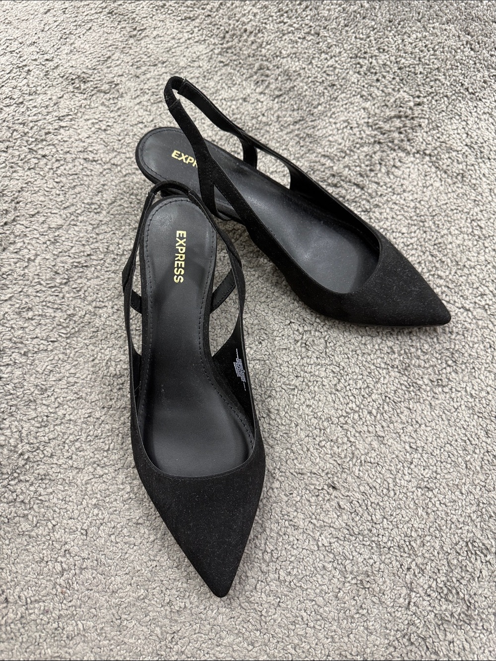 Express Black Pointed Slingback Heels